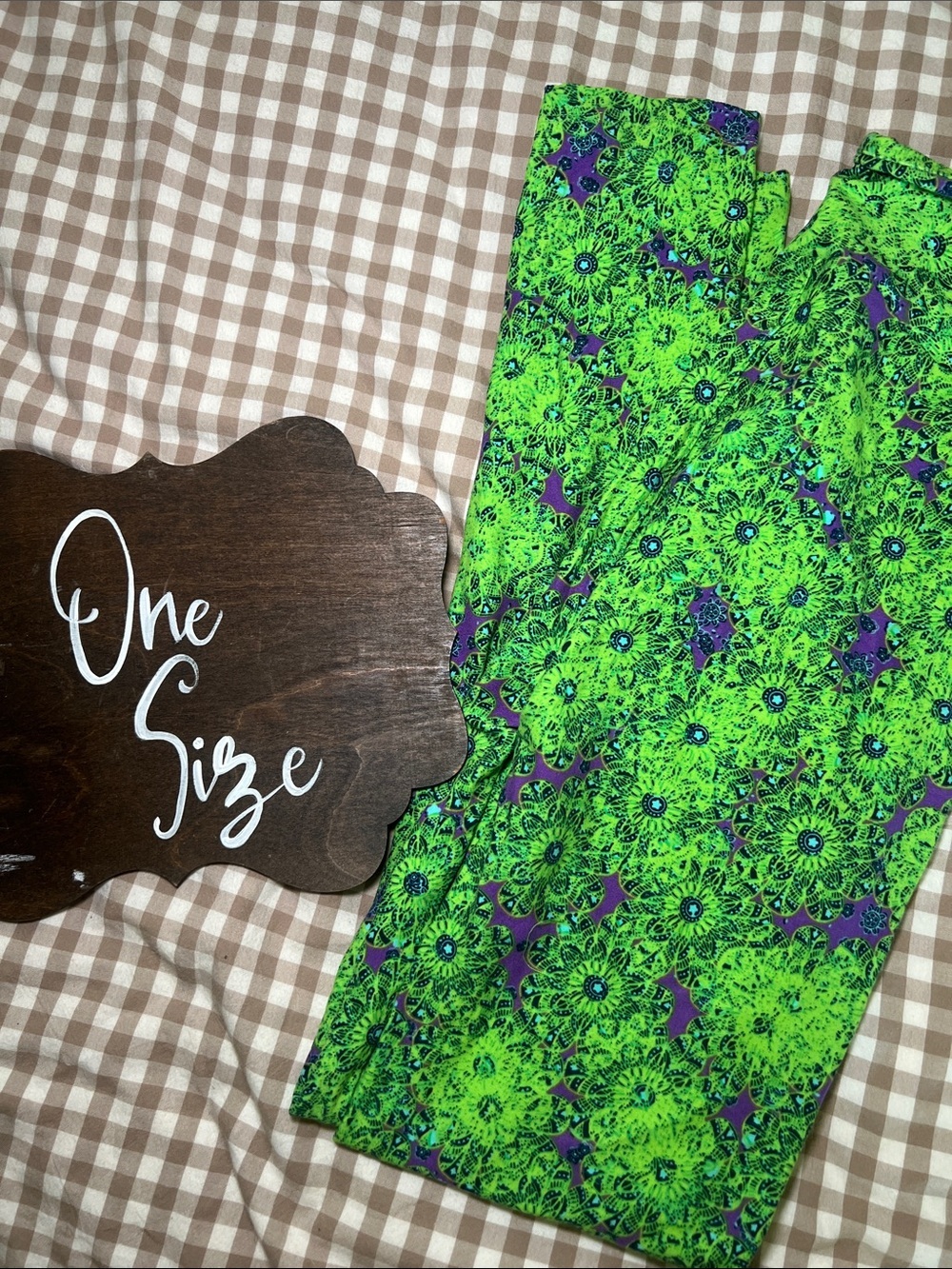 LuLaRoe Green & Purple Kaleidoscope Leggings OS Brand New
